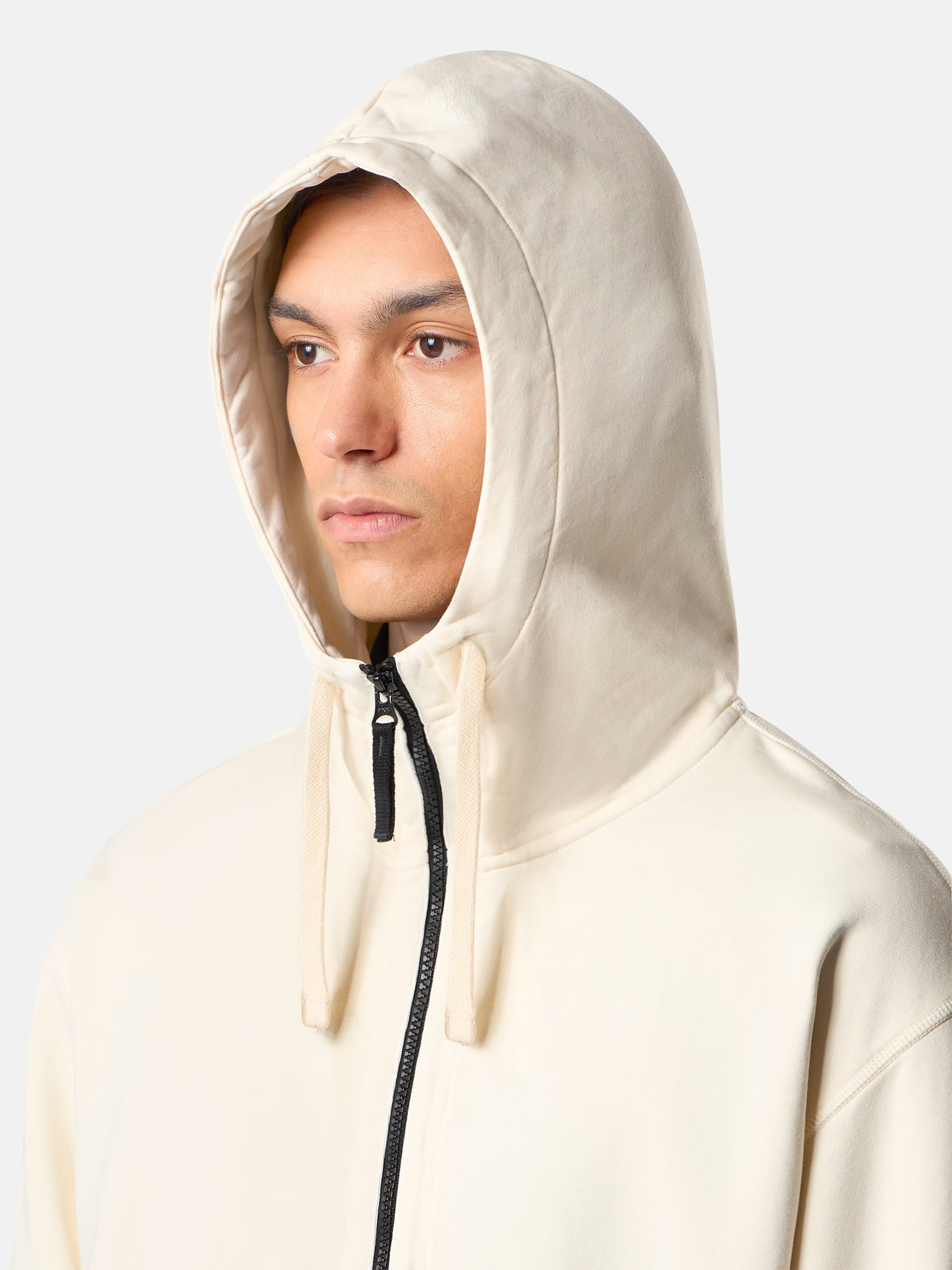 ORGANIC COTTON FLEECE ZIP-UP SWEATSHIRT - IVORY
