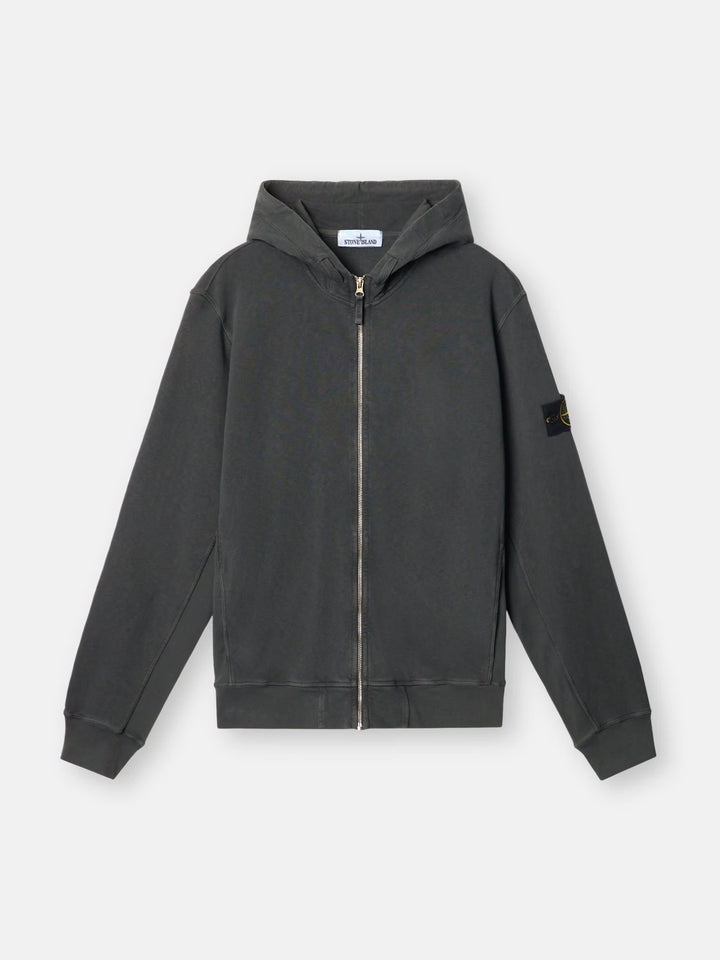 Full zip hooded sweatshirt 'old effect' - Charcoal