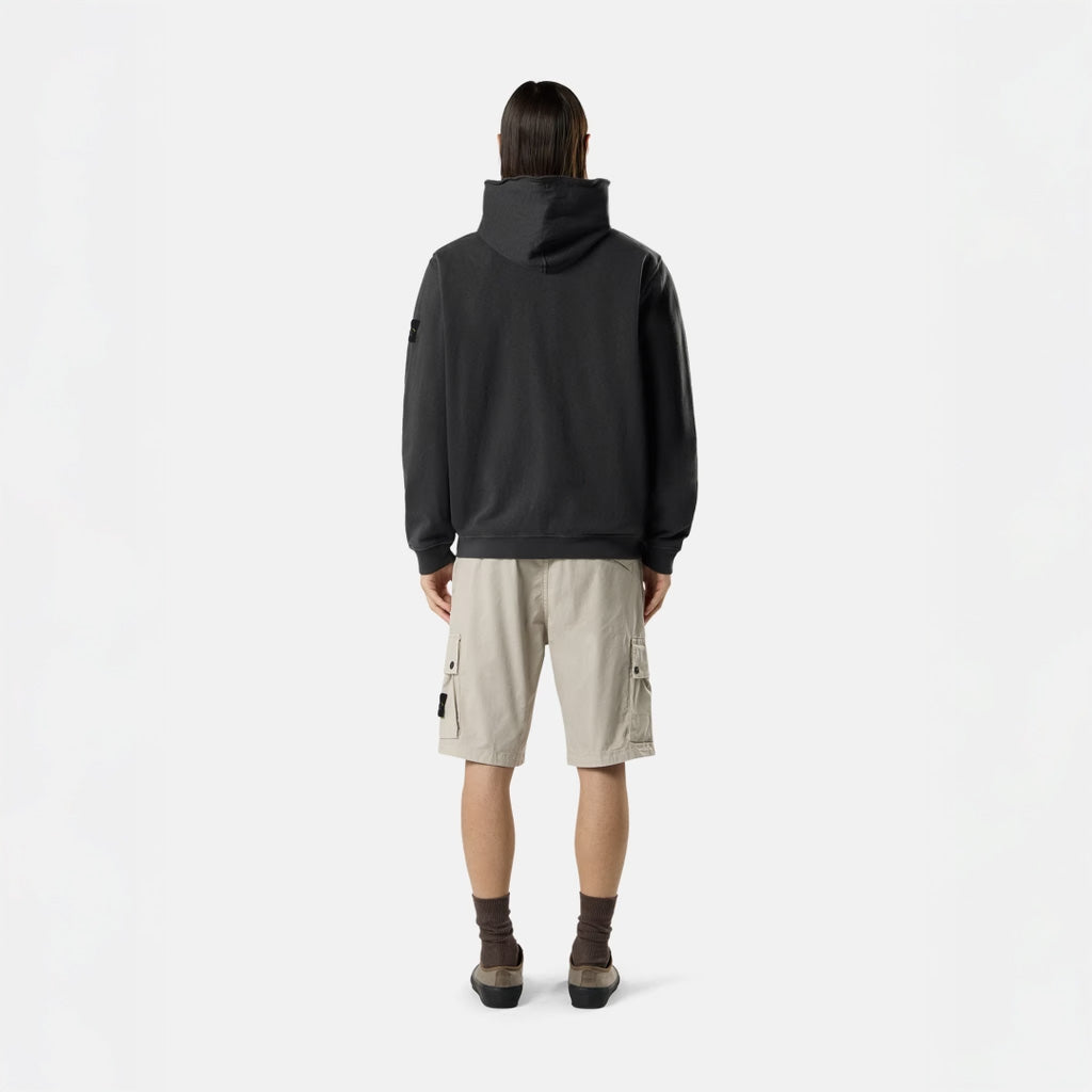 MALFILÉ FLEECE 'OLD' EFFECT ZIP-UP HOODIE SWEATSHIRT - CHARCOAL