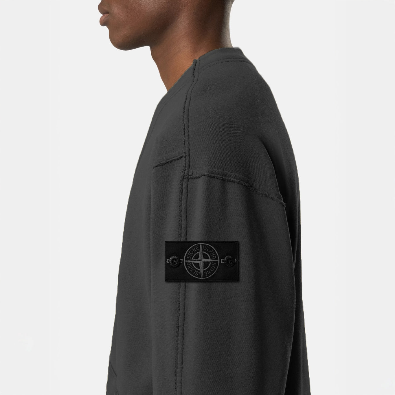 ORGANIC COTTON FLEECE CARDIGAN SWEATSHIRT - BLACK