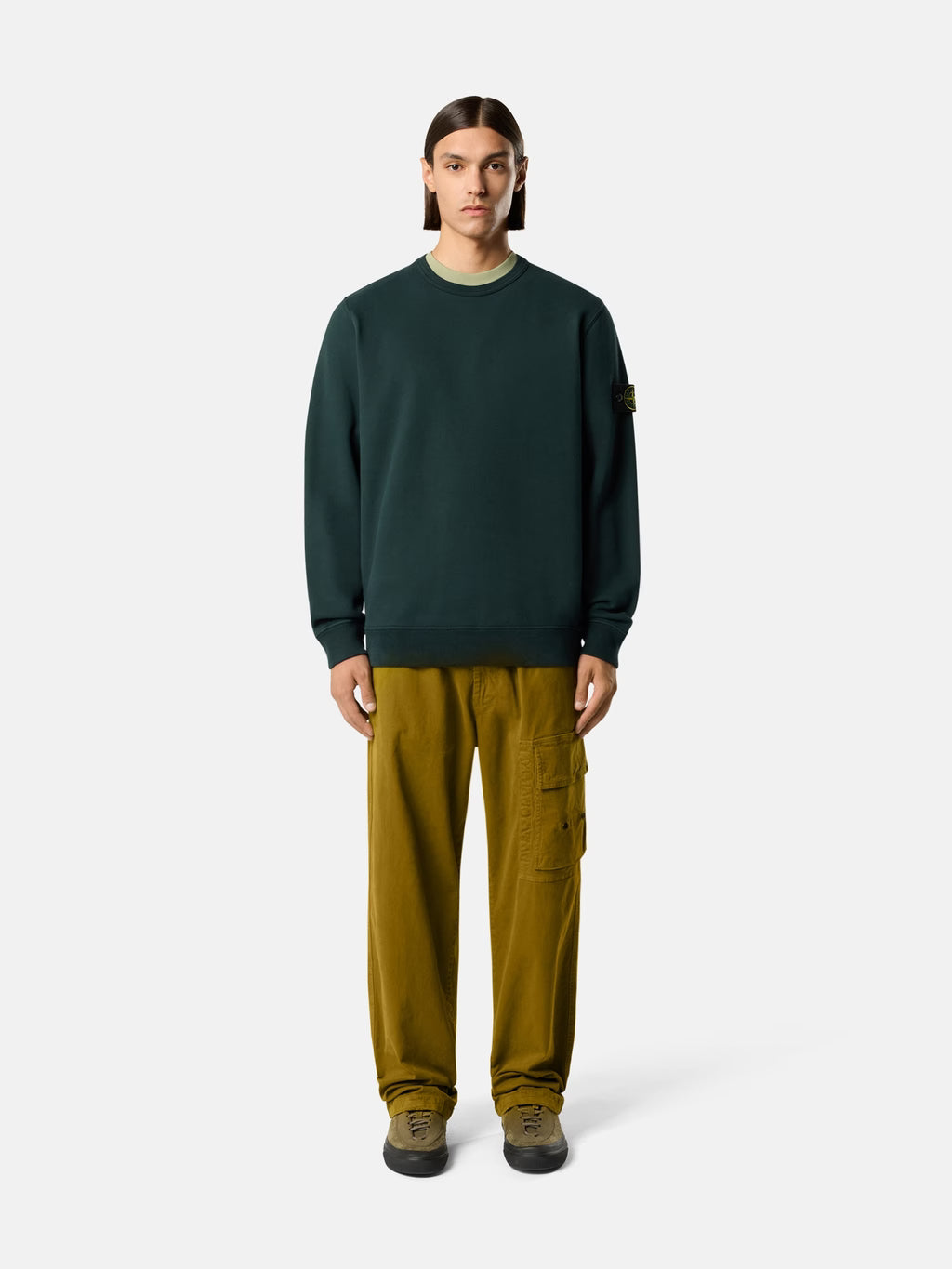 BRUSHED ORGANIC COTTON FLEECE SWEATSHIRT - DARK GREEN