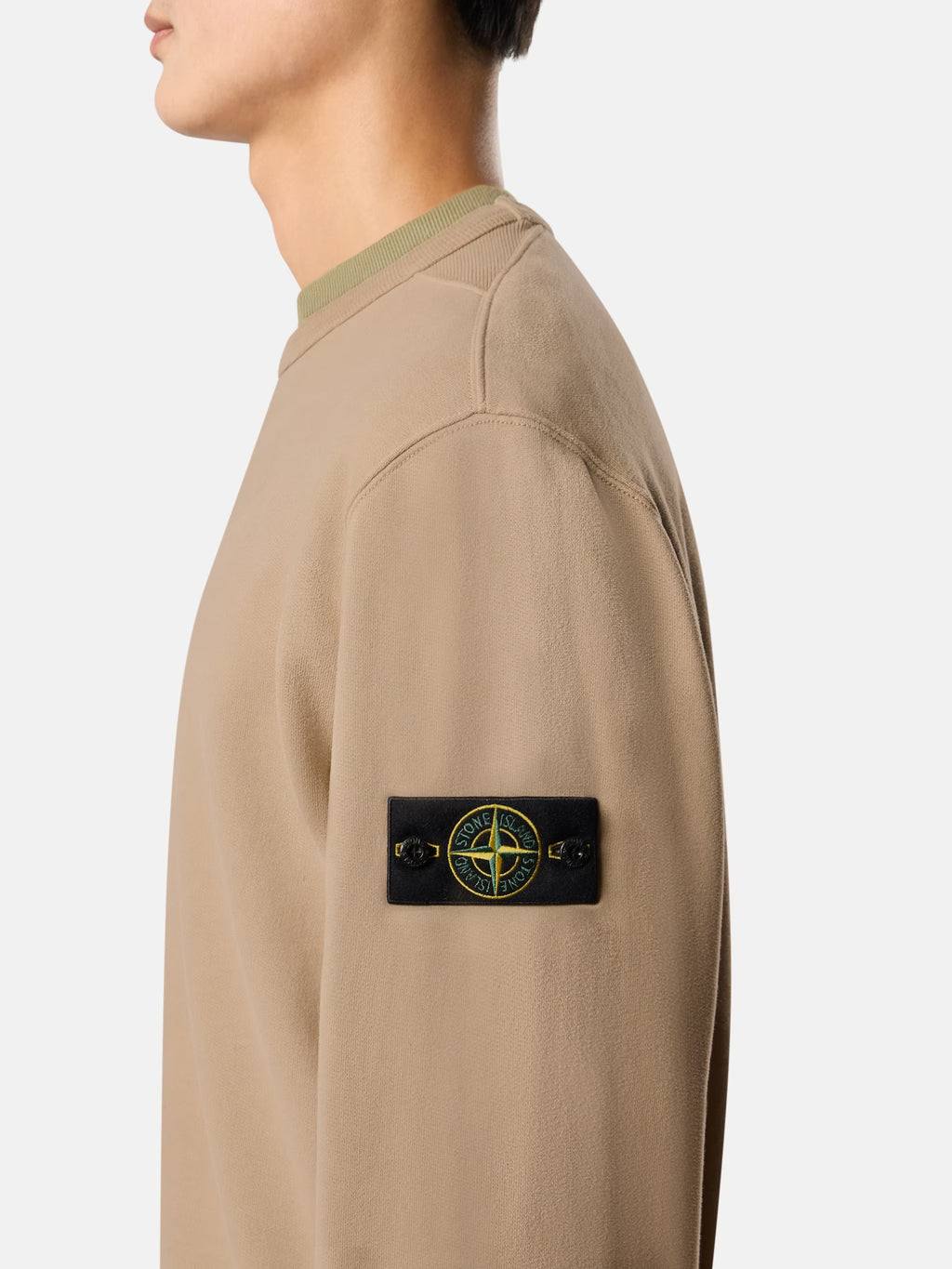 BRUSHED ORGANIC COTTON FLEECE SWEATSHIRT - BISCUIT