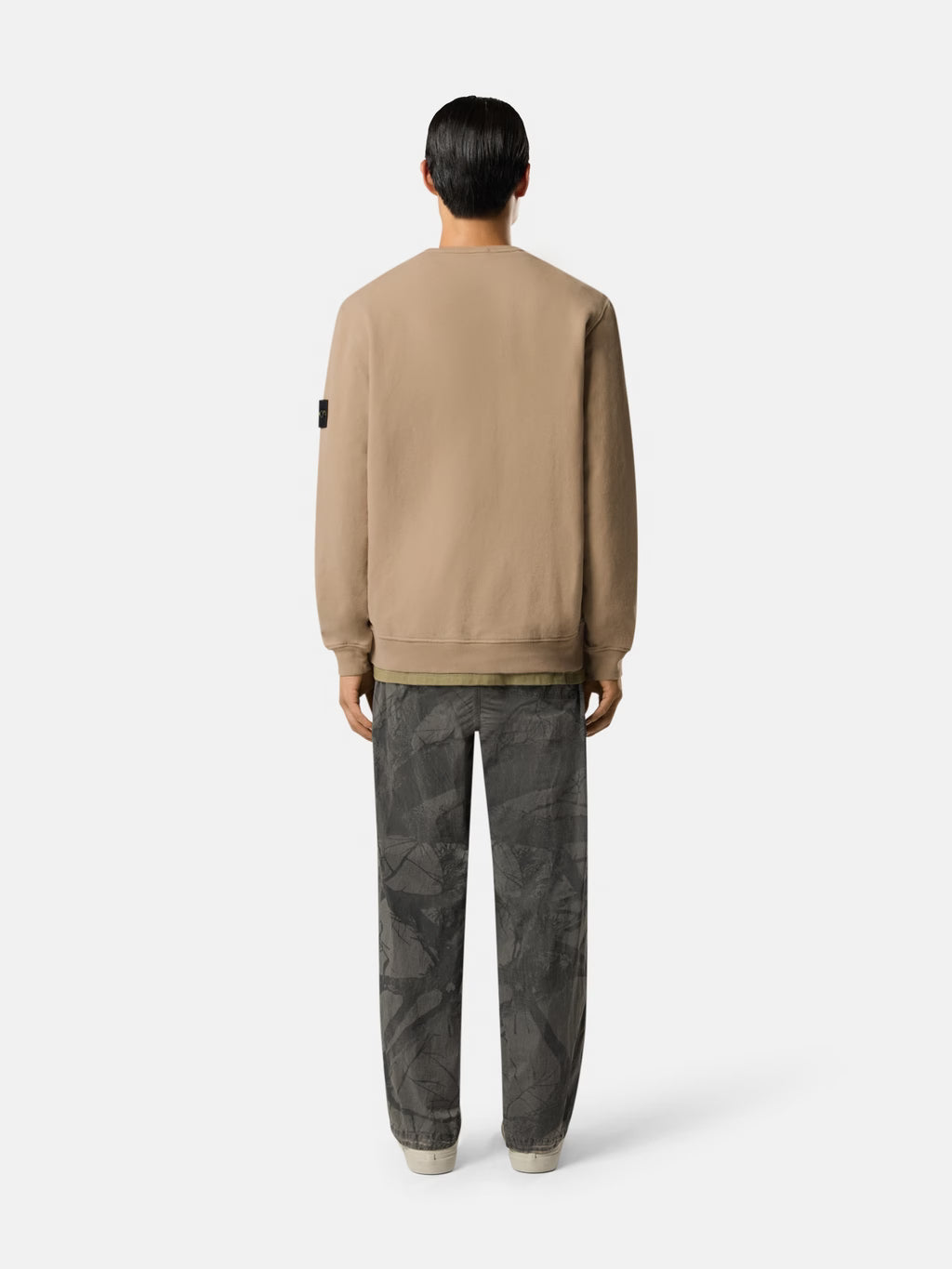 BRUSHED ORGANIC COTTON FLEECE SWEATSHIRT - BISCUIT