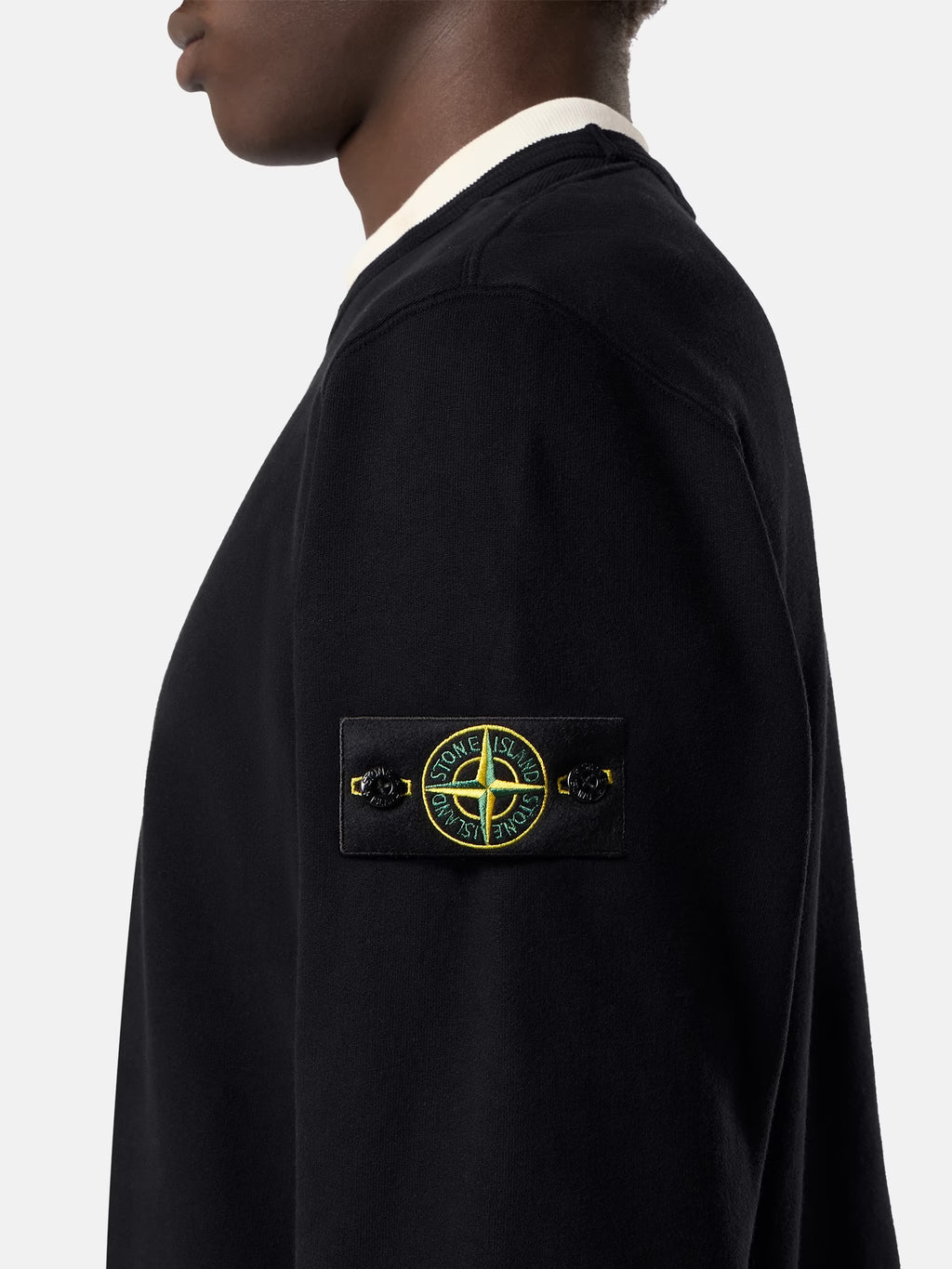 BRUSHED ORGANIC COTTON FLEECE SWEATSHIRT - BLACK