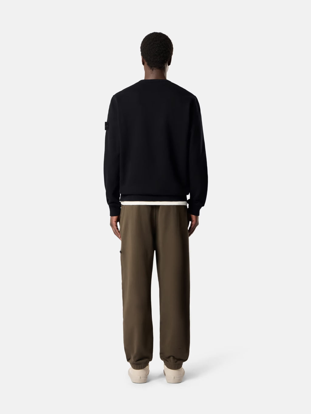 BRUSHED ORGANIC COTTON FLEECE SWEATSHIRT - BLACK