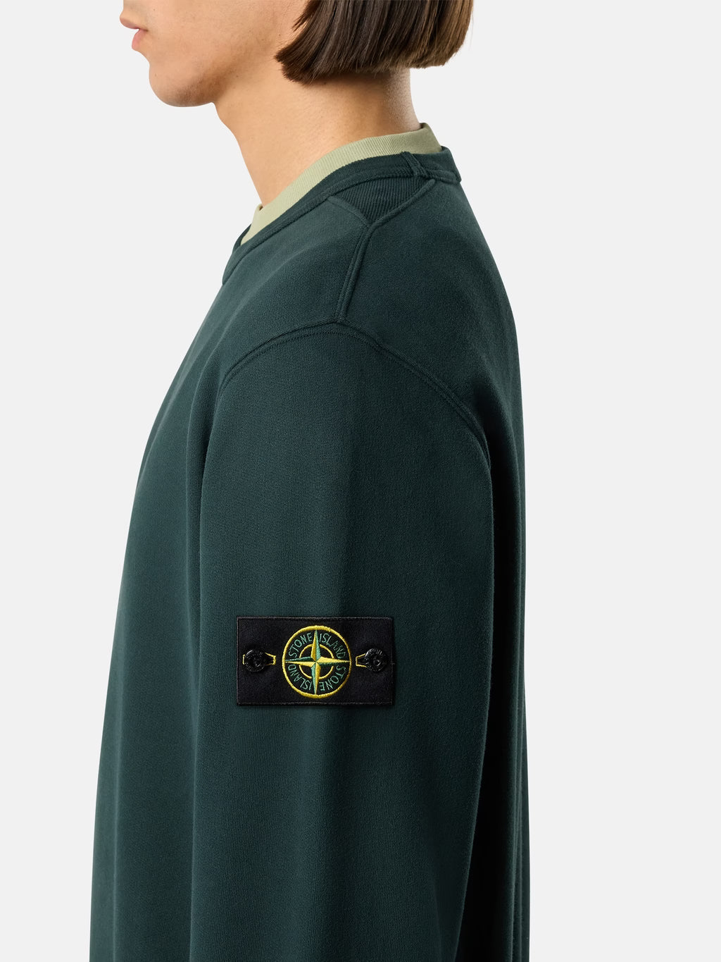 BRUSHED ORGANIC COTTON FLEECE SWEATSHIRT - DARK GREEN