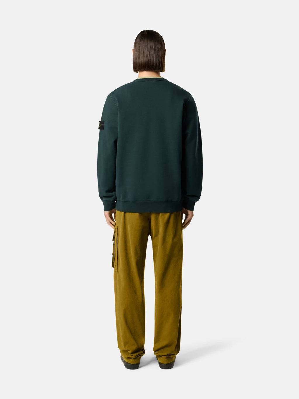 BRUSHED ORGANIC COTTON FLEECE SWEATSHIRT - DARK GREEN