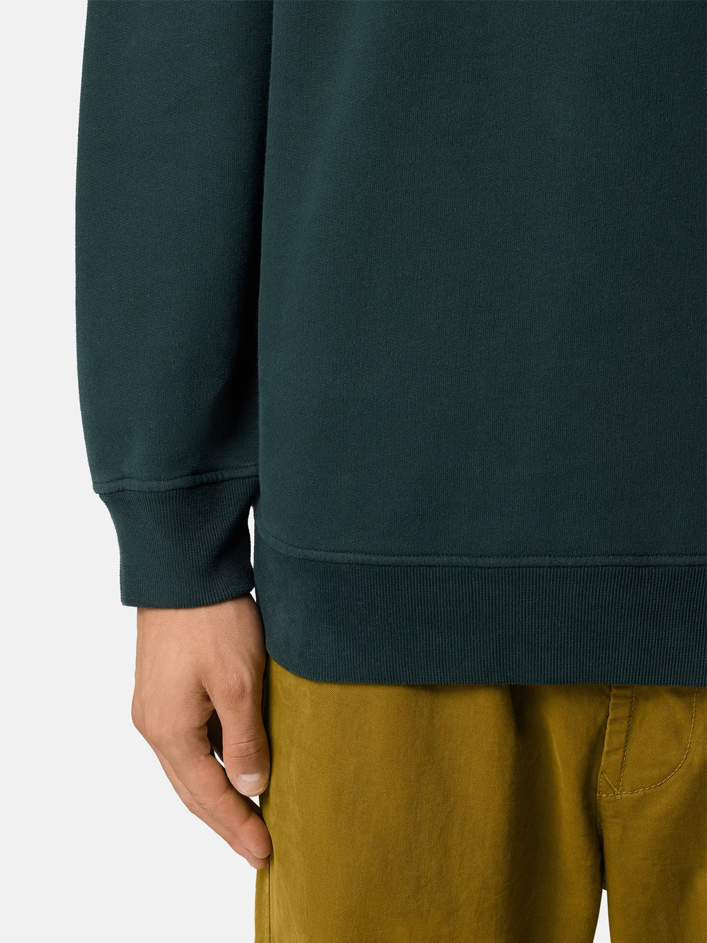 BRUSHED ORGANIC COTTON FLEECE SWEATSHIRT - DARK GREEN