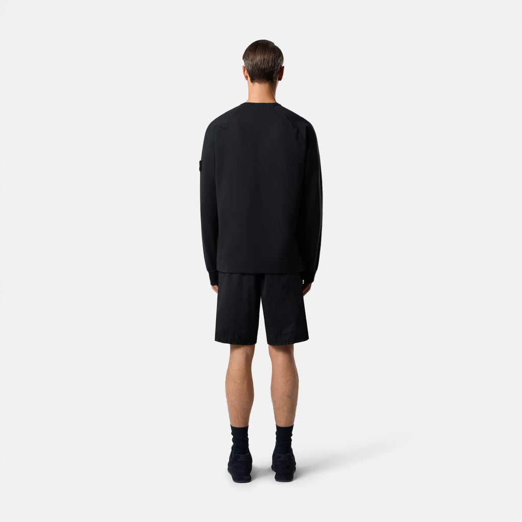 S.I. GHOST COTTON STRETCH FLEECE CREWNECK SWEATSHIRT - BLACK