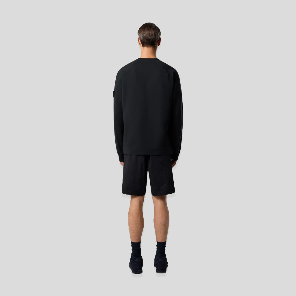 S.I. GHOST COTTON STRETCH FLEECE CREWNECK SWEATSHIRT - BLACK