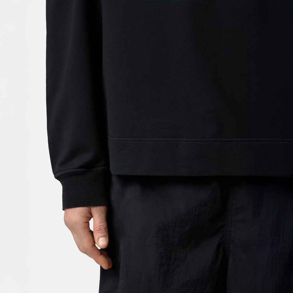 S.I. GHOST COTTON STRETCH FLEECE CREWNECK SWEATSHIRT - BLACK