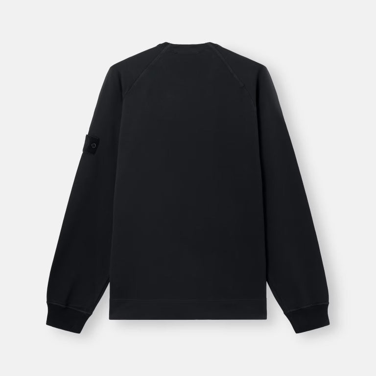 S.I. GHOST COTTON STRETCH FLEECE CREWNECK SWEATSHIRT - BLACK