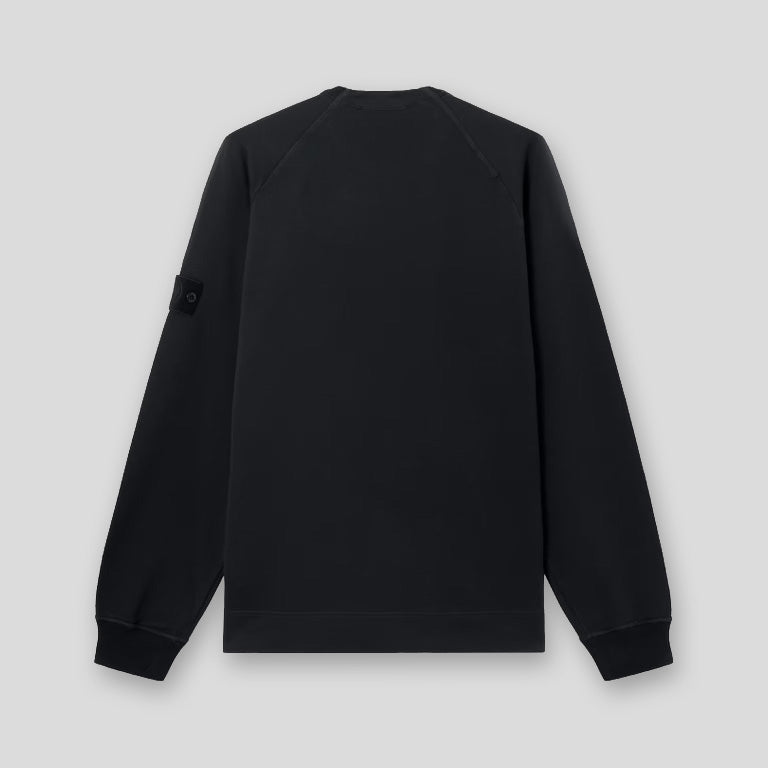 S.I. GHOST COTTON STRETCH FLEECE CREWNECK SWEATSHIRT - BLACK