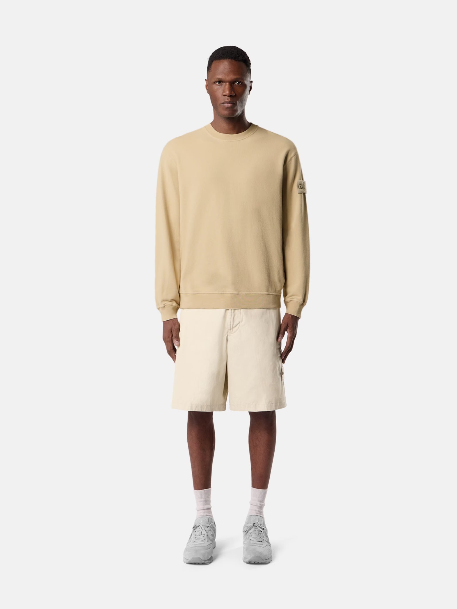 S.I GHOST STRETCH COTTON FLEECE CREWNECK - BEIGE