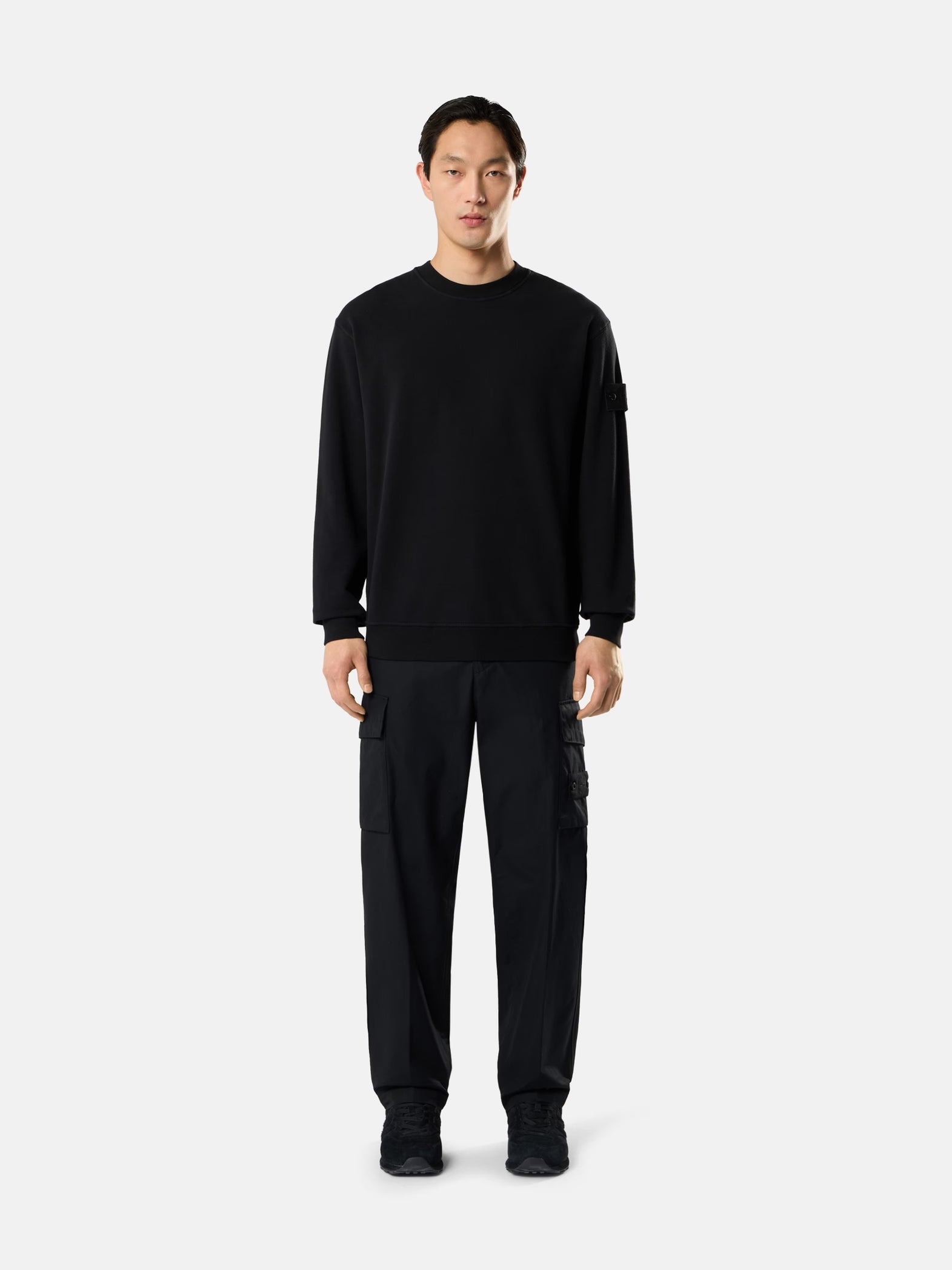 S.I GHOST STRETCH COTTON FLEECE CREWNECK - BLACK