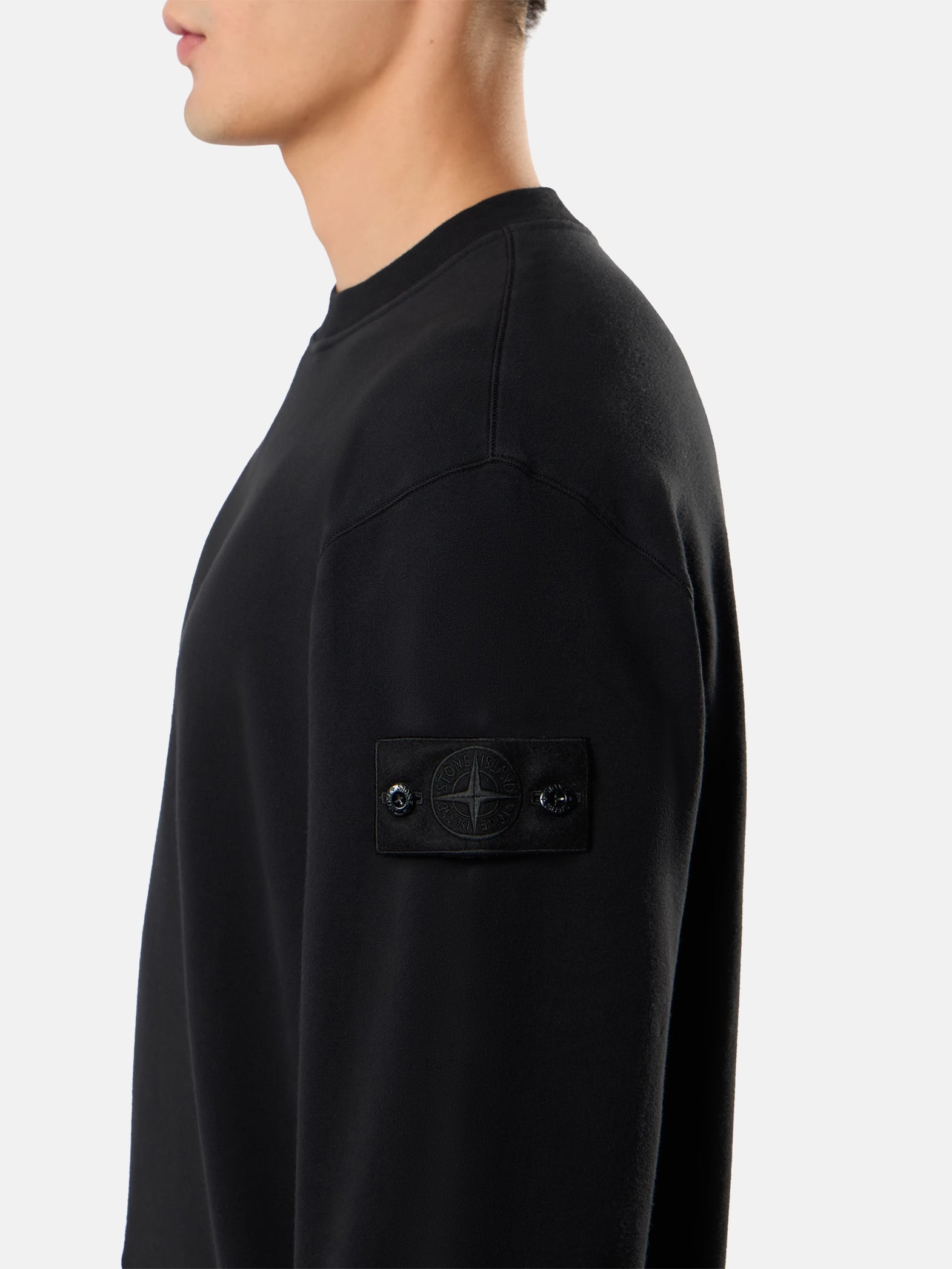 S.I GHOST STRETCH COTTON FLEECE CREWNECK - BLACK