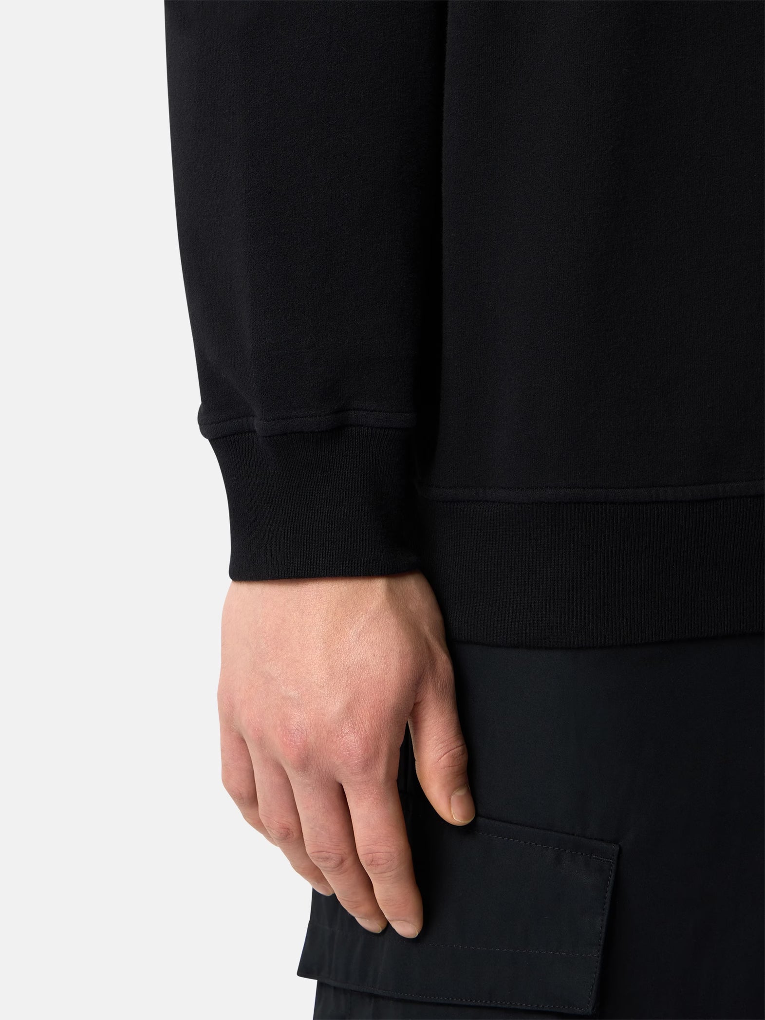 S.I GHOST STRETCH COTTON FLEECE CREWNECK - BLACK