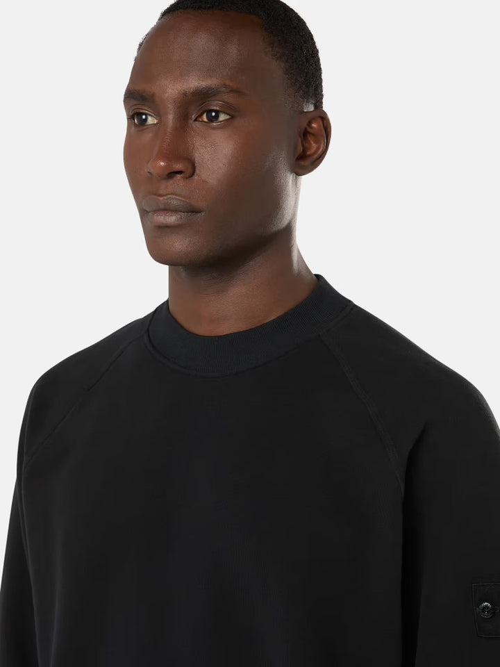 Crewneck Sweatshirt with Ribbed Details Ghost - BLACK