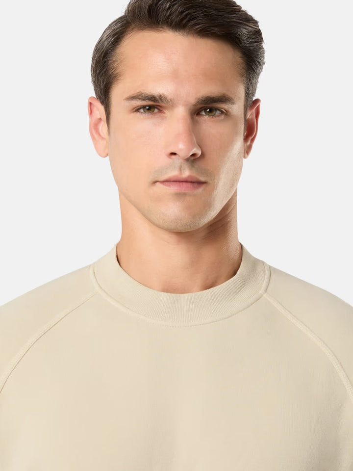 Crewneck Sweatshirt with Ribbed Details Ghost - BEIGE