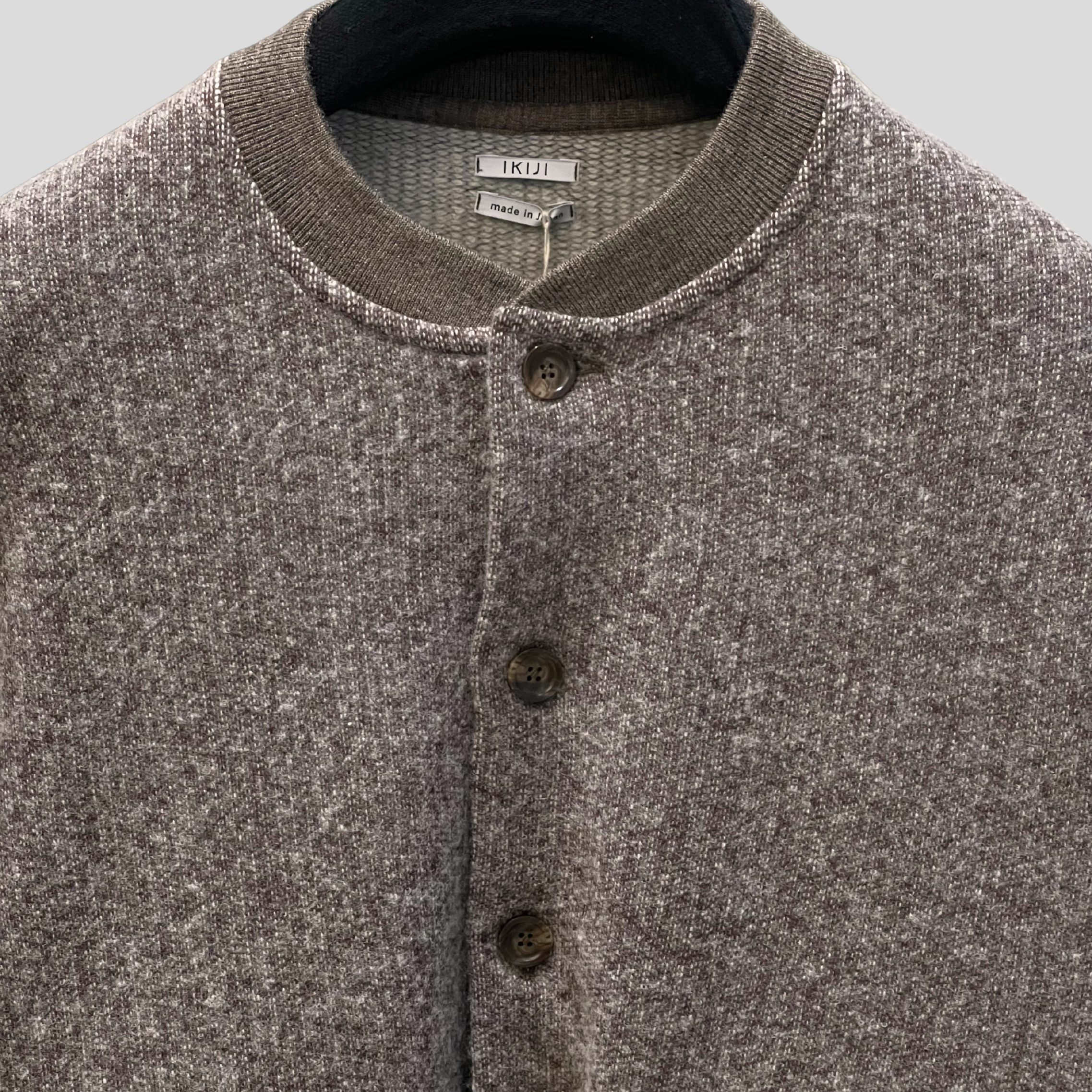 WOOL BLEND BOMBER JACKET - DARK BROWN