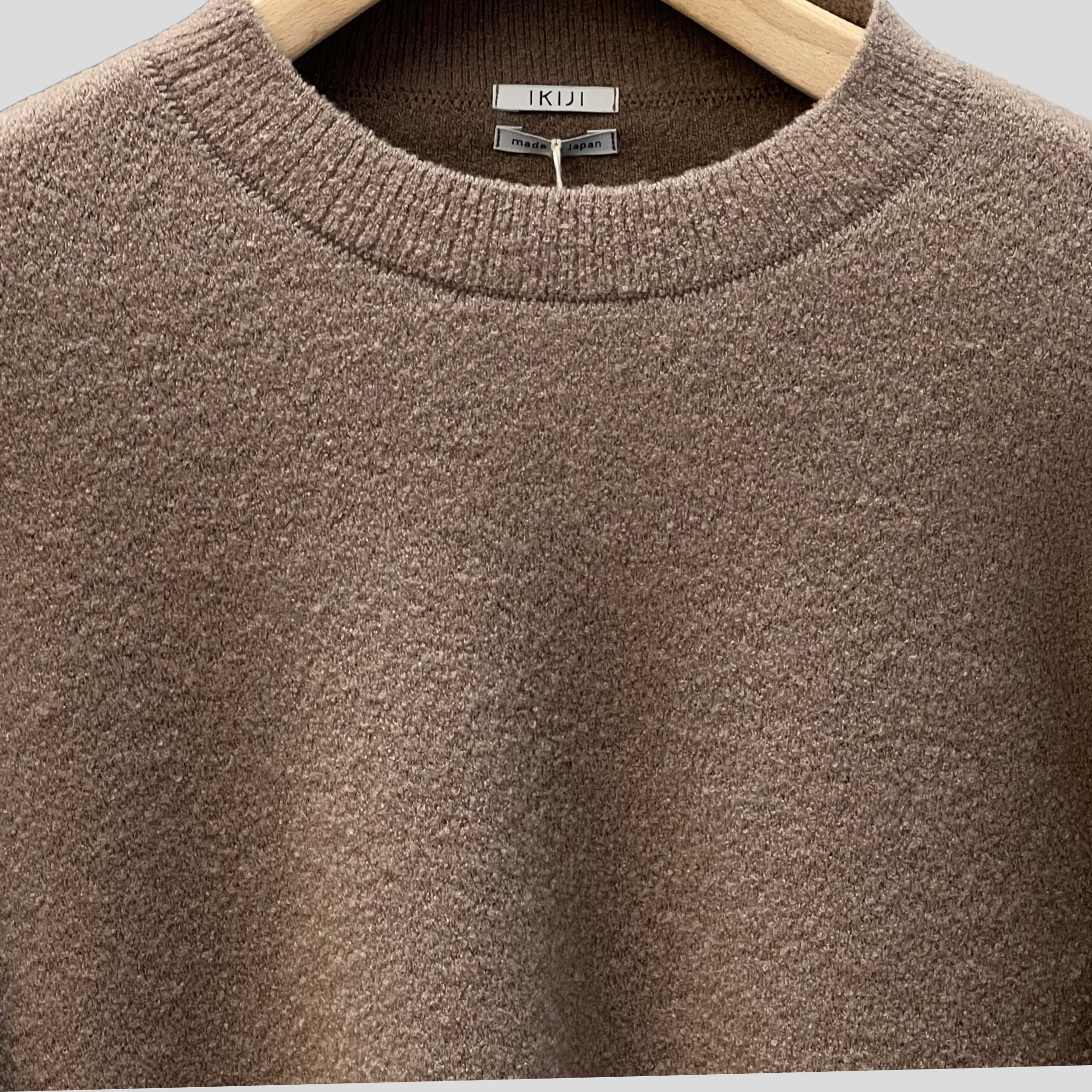 WOOL CREWNECK SWEATER - CREAM BROWN