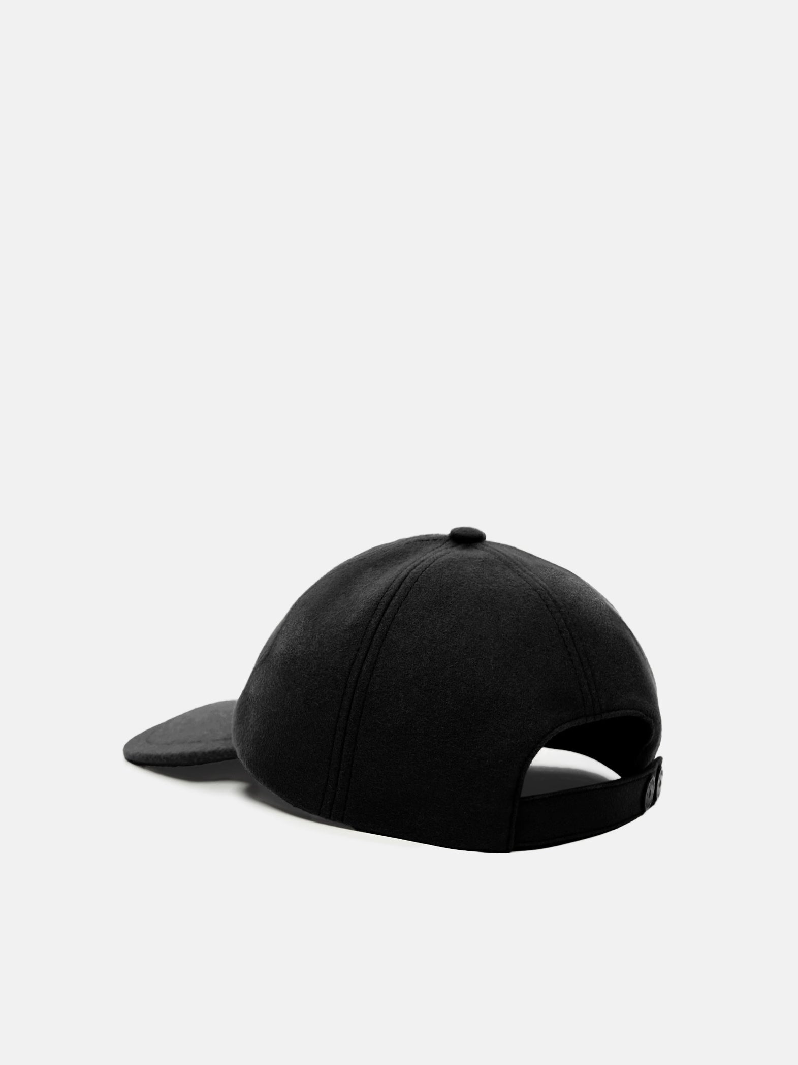 WOOL NYLON BASEBALL CAP - BLACK