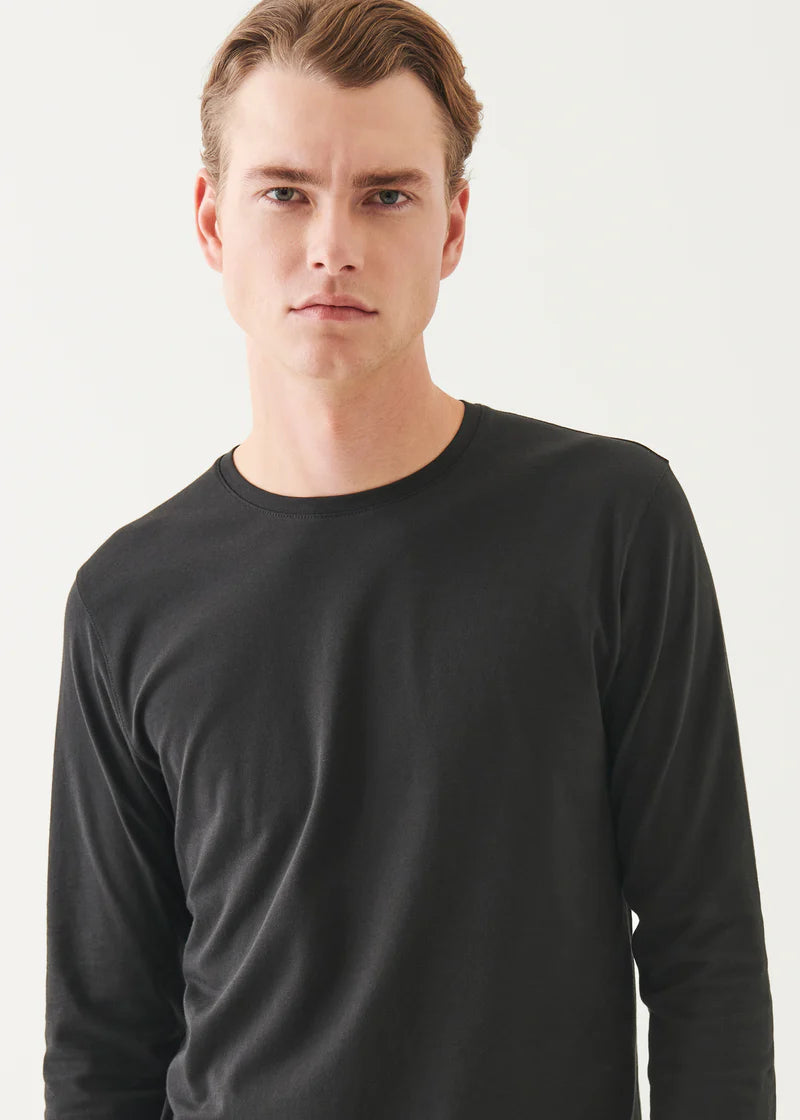Pima Cotton Stretch Long Sleeve T-Shirt - Black