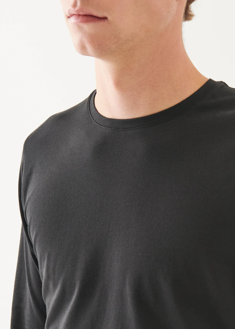 Pima Cotton Stretch Long Sleeve T-Shirt - Black