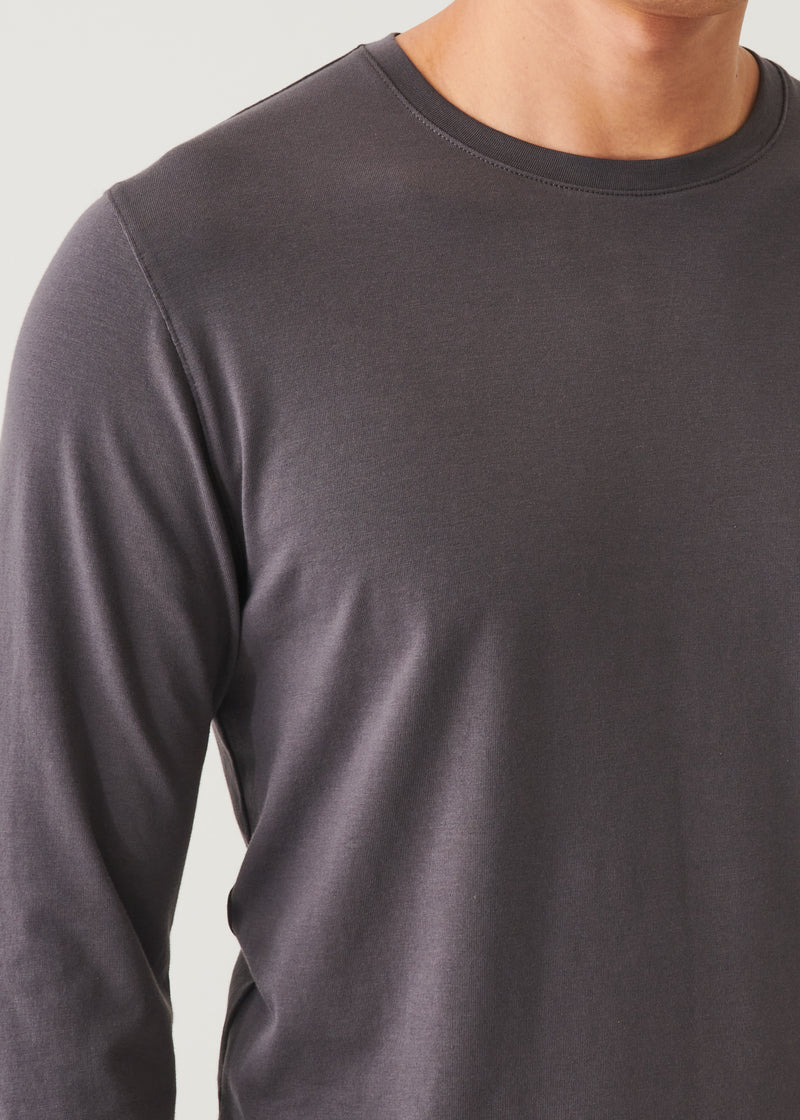 FALL PIMA COTTON STRETCH LONG SLEEVE T-SHIRT  - BATTLESHIP