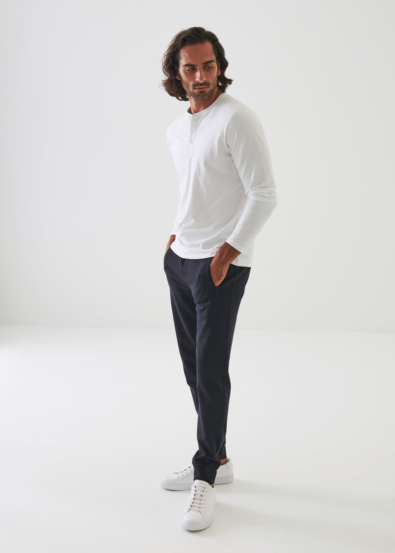 Pima cotton stretch henley - White