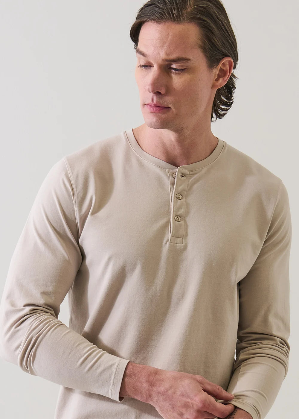 LS STRETCH HENLEY - CHATEAU GREY