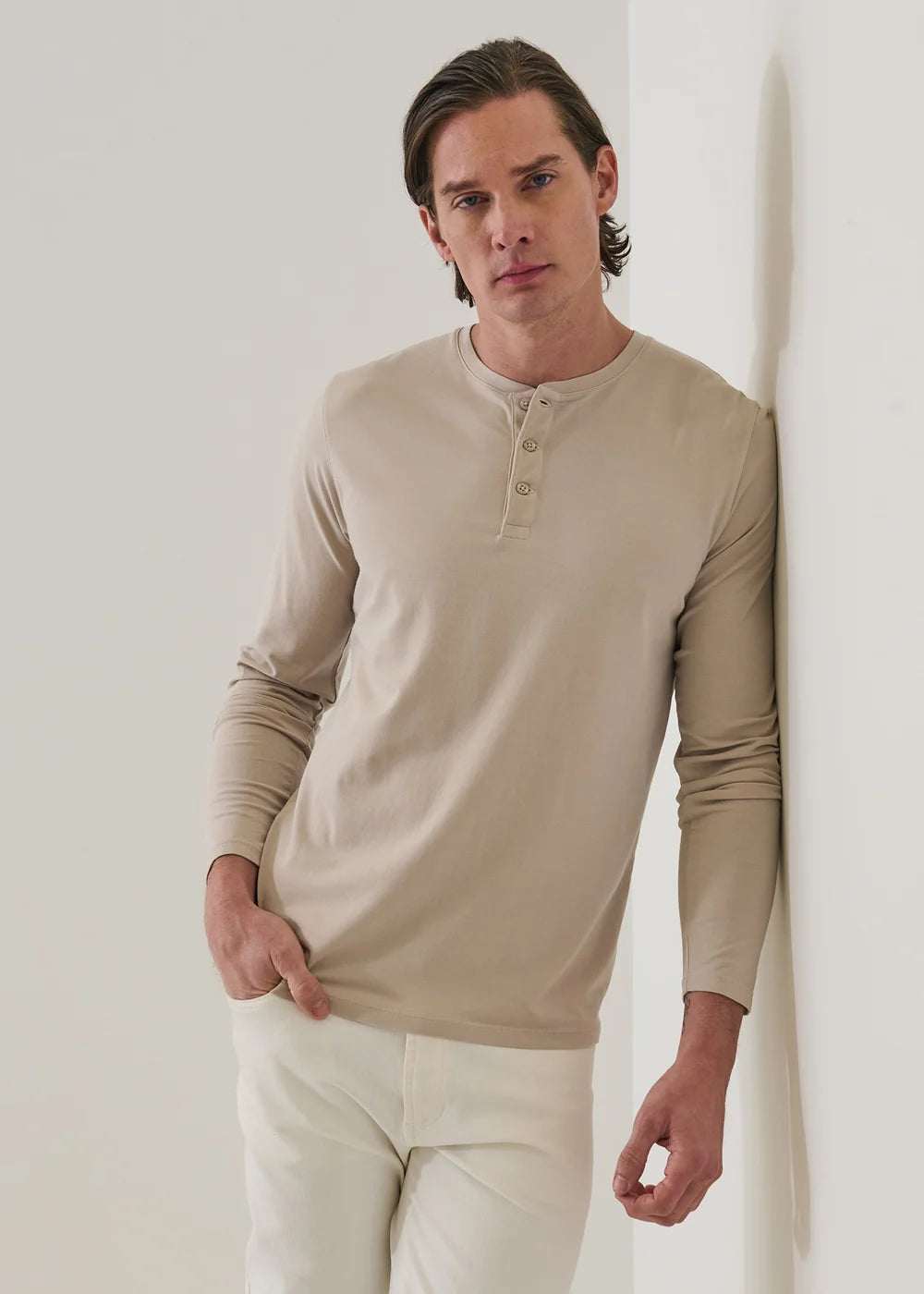 LS STRETCH HENLEY - CHATEAU GREY