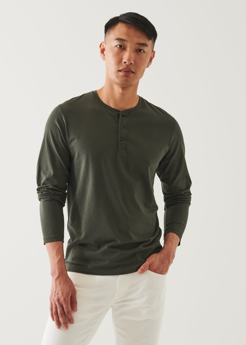 Pima cotton stretch Henley - Nori