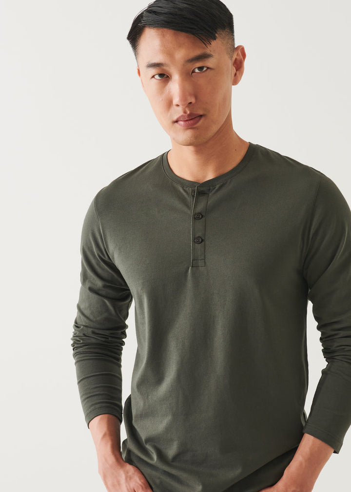 Pima cotton stretch Henley - Nori