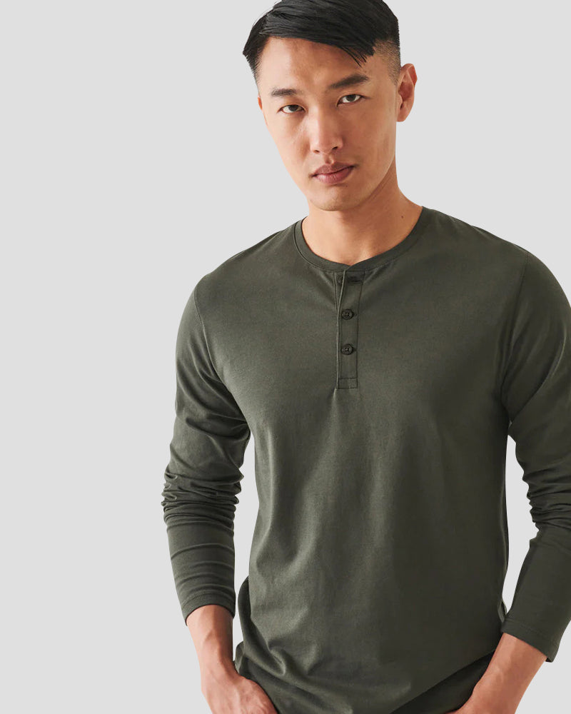 Henley en coton pima stretch - Nori