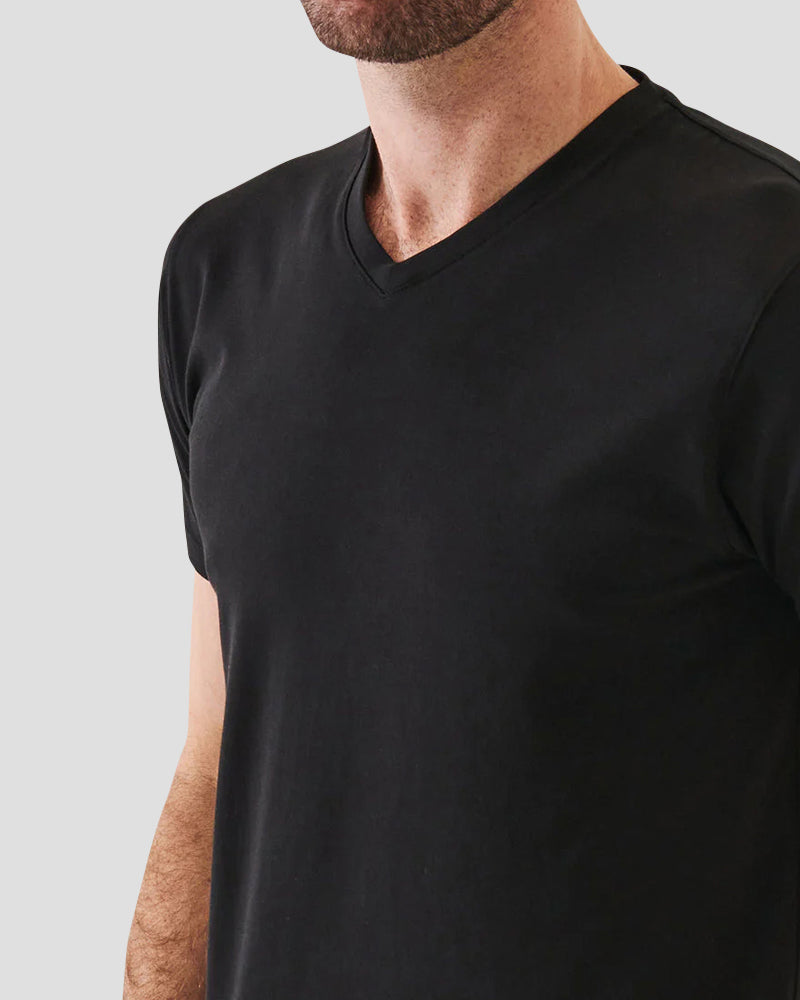 Col V en coton pima stretch - Noir