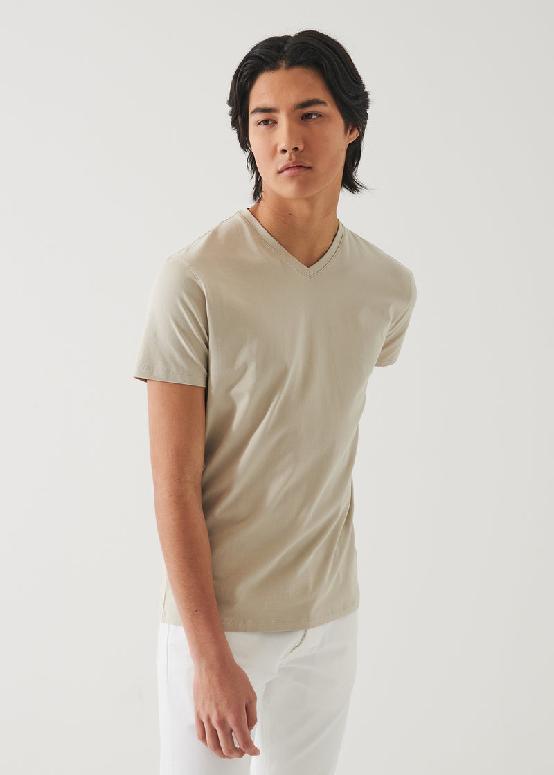 Pima cotton stretch V-neck T-shirt - Canvas