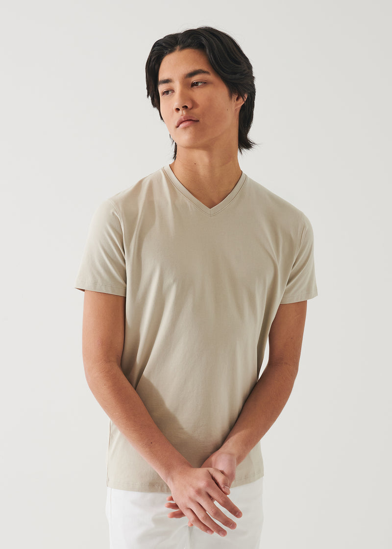 Pima cotton stretch V-neck T-shirt - Canvas