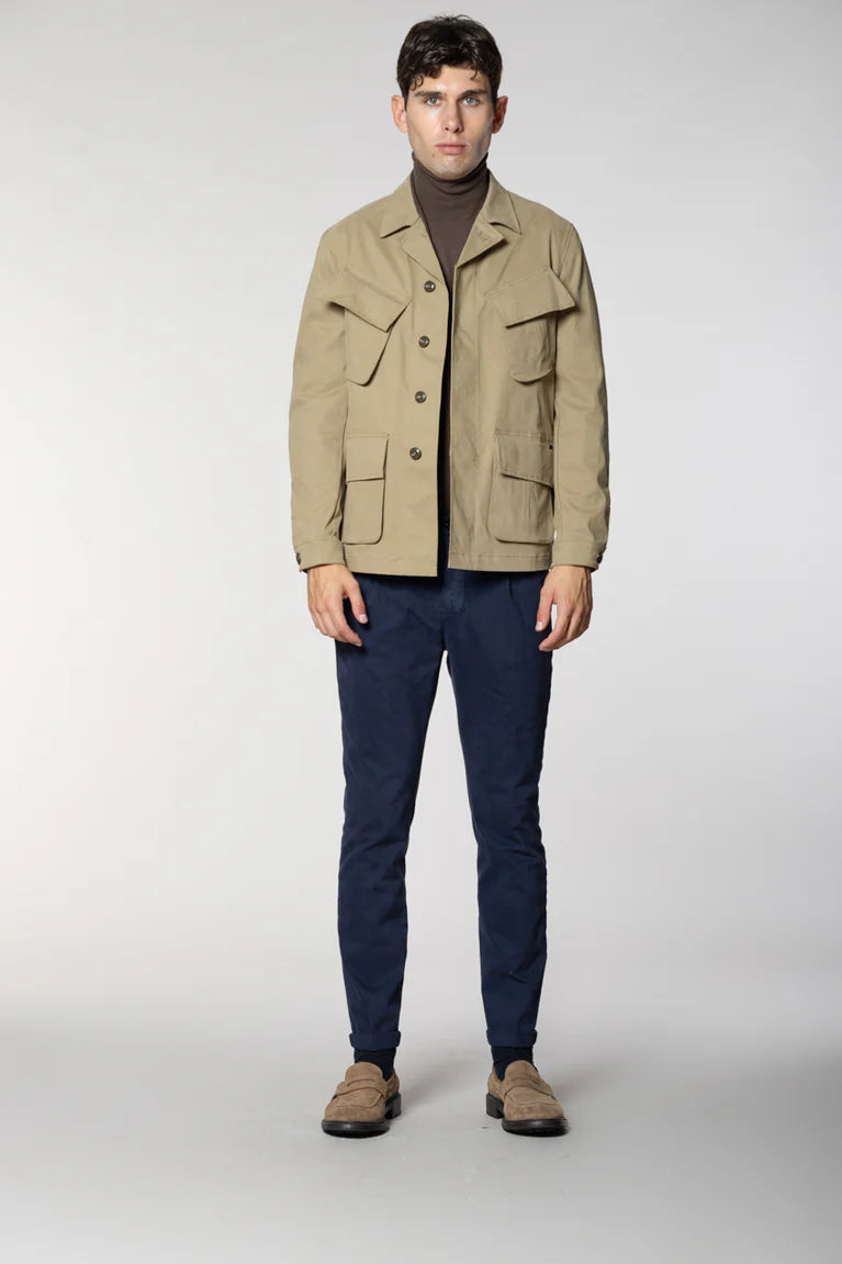 P.OSAKA 1 PINCES COTTON WOOL CHINO PANTS - NAVY