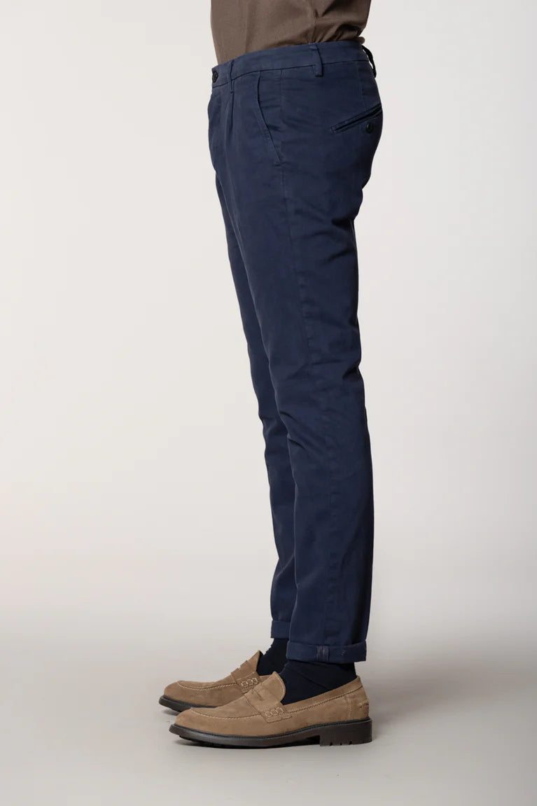 P.OSAKA 1 PINCES COTTON WOOL CHINO PANTS - NAVY