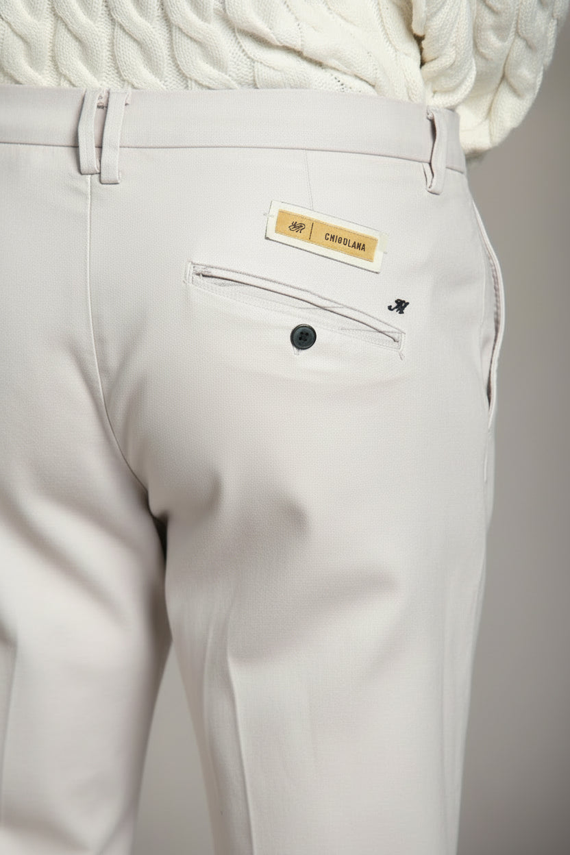 P.OSAKA 1 PINCES COTTON WOOL CHINO PANTS - PEARL GREY