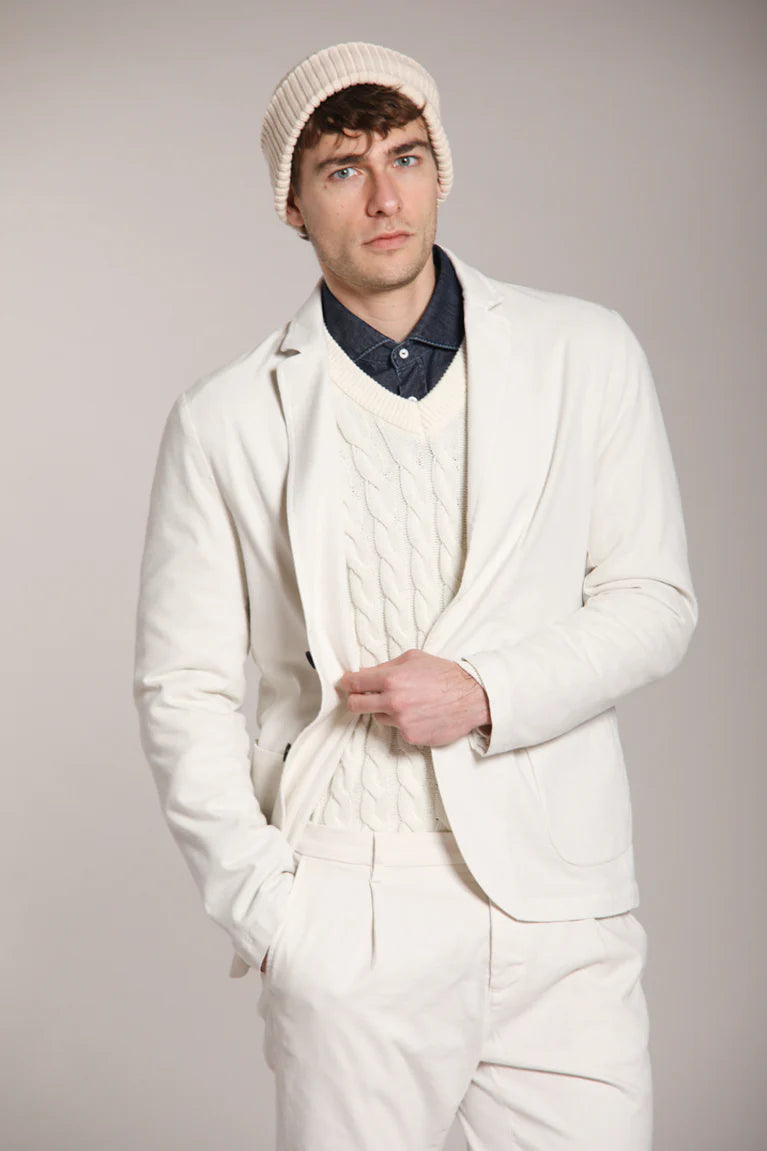 P.OSAKA 1 PINCES COTTON WOOL CHINO PANTS - PEARL GREY