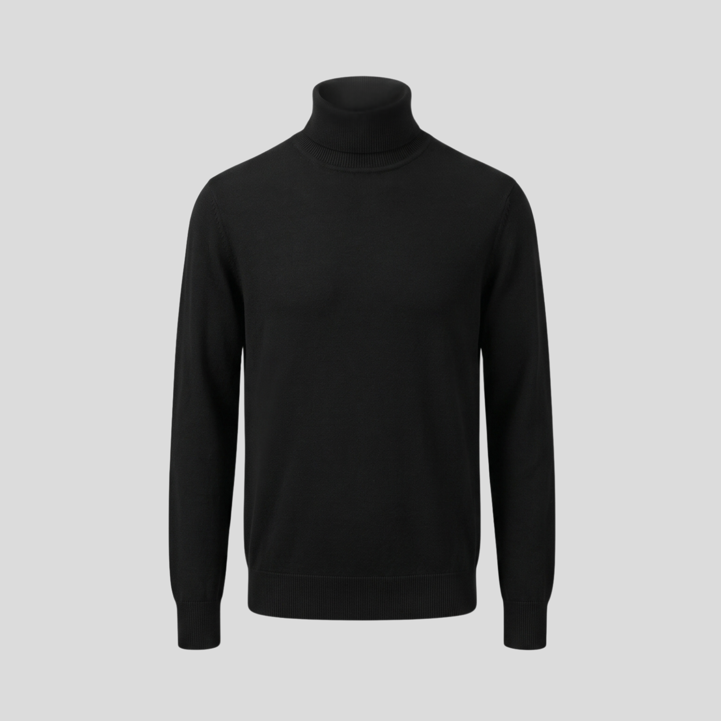WOOL HIGH NECK SWEATER - BLACK