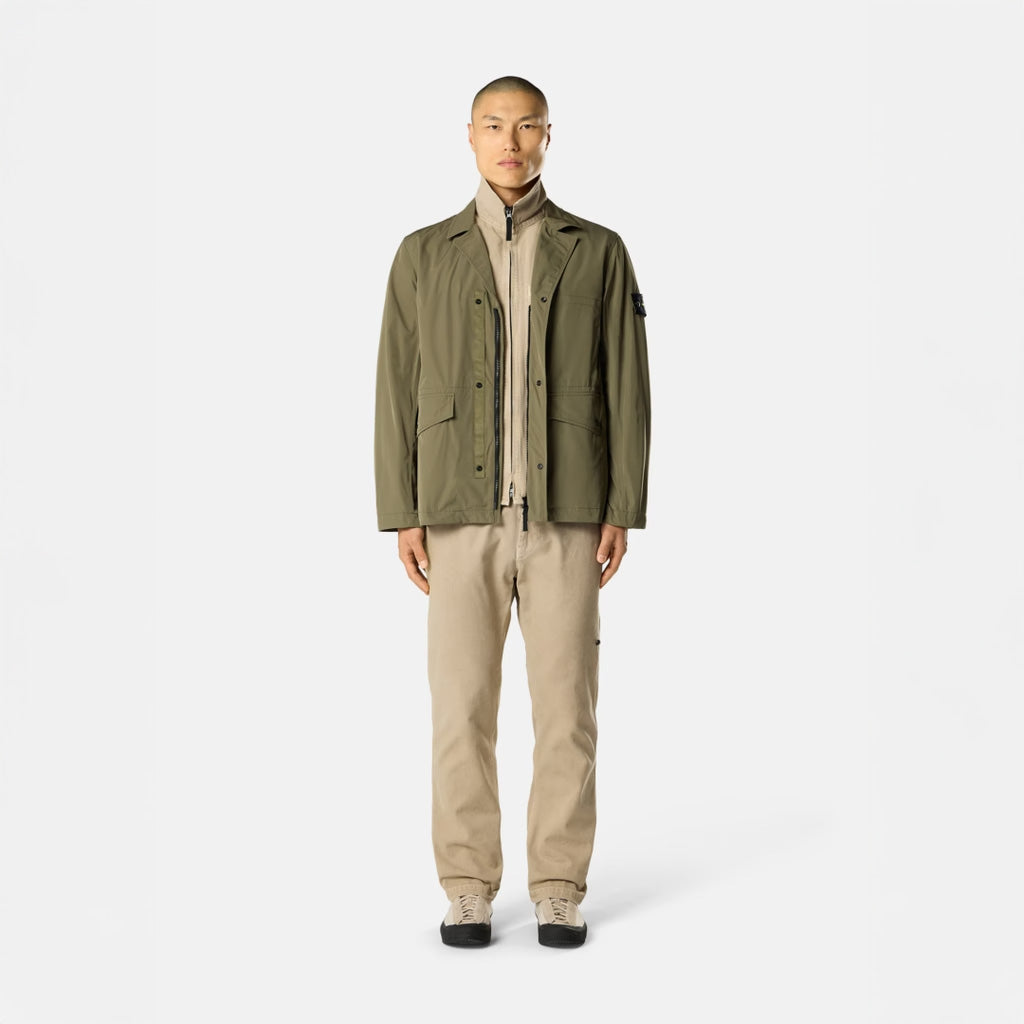 MICRO TWILL BLAZER WITH ZIP AND ANTI-DROP - MILITARY GREEN
