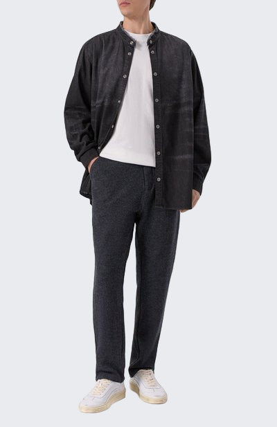 HANNES ROETHER WOOL TROUSERS - TORNADO GREY