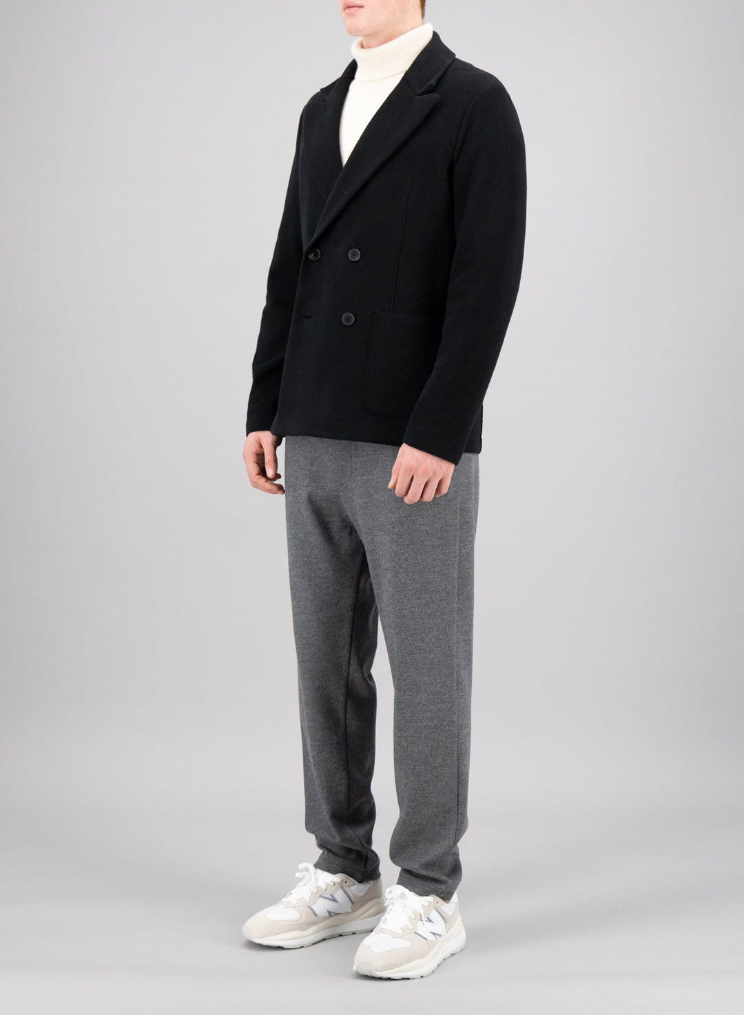 Peak lapel blazer tencel moleskin - Black