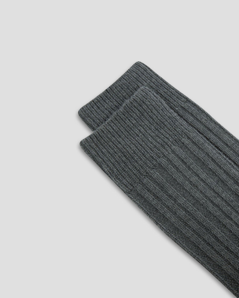 CASHWOOL SHORT SOCKS - MED GREY