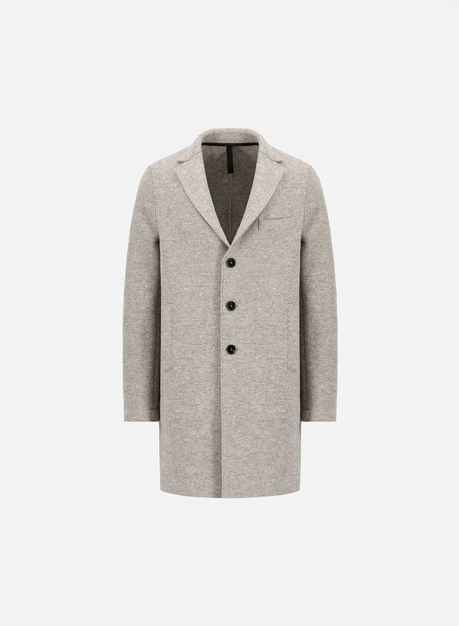 BOXY COAT IN BOILED WOOL - BEIGE