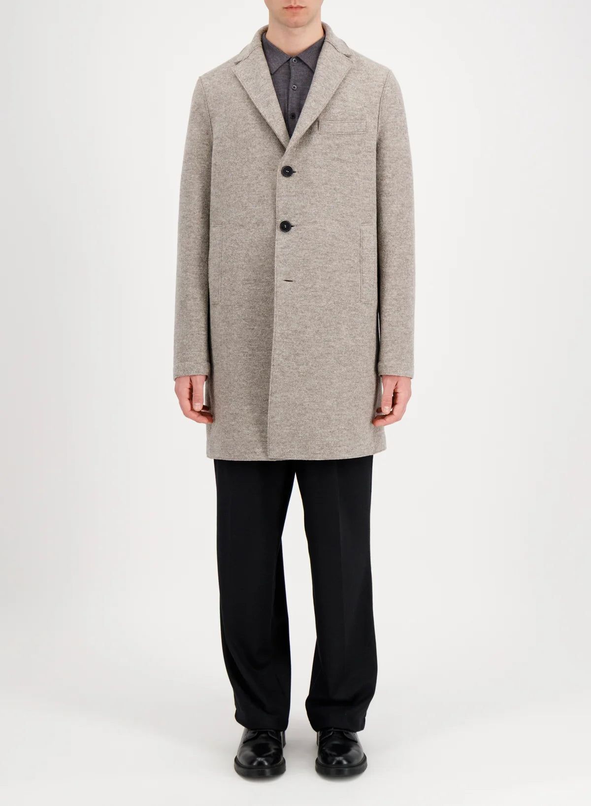 BOXY COAT IN BOILED WOOL - BEIGE