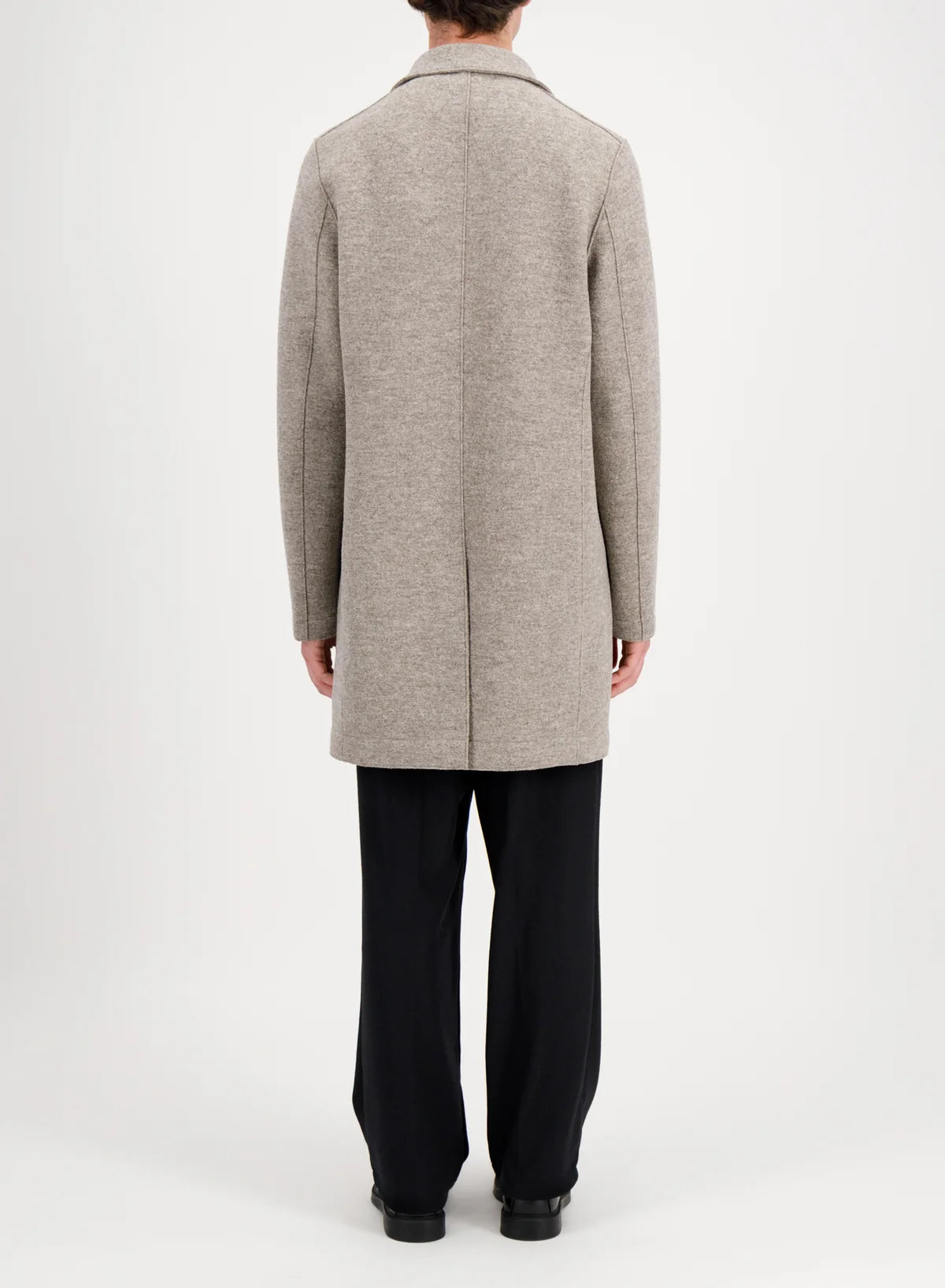BOXY COAT IN BOILED WOOL - BEIGE